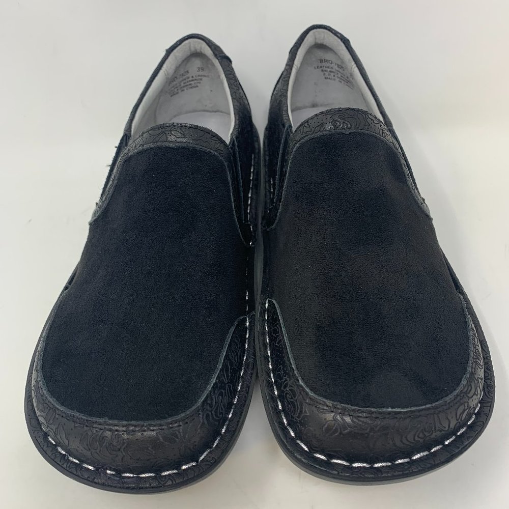 Alegria Women's Slip On Loafer Brook etched Black Suede Size 39 EU